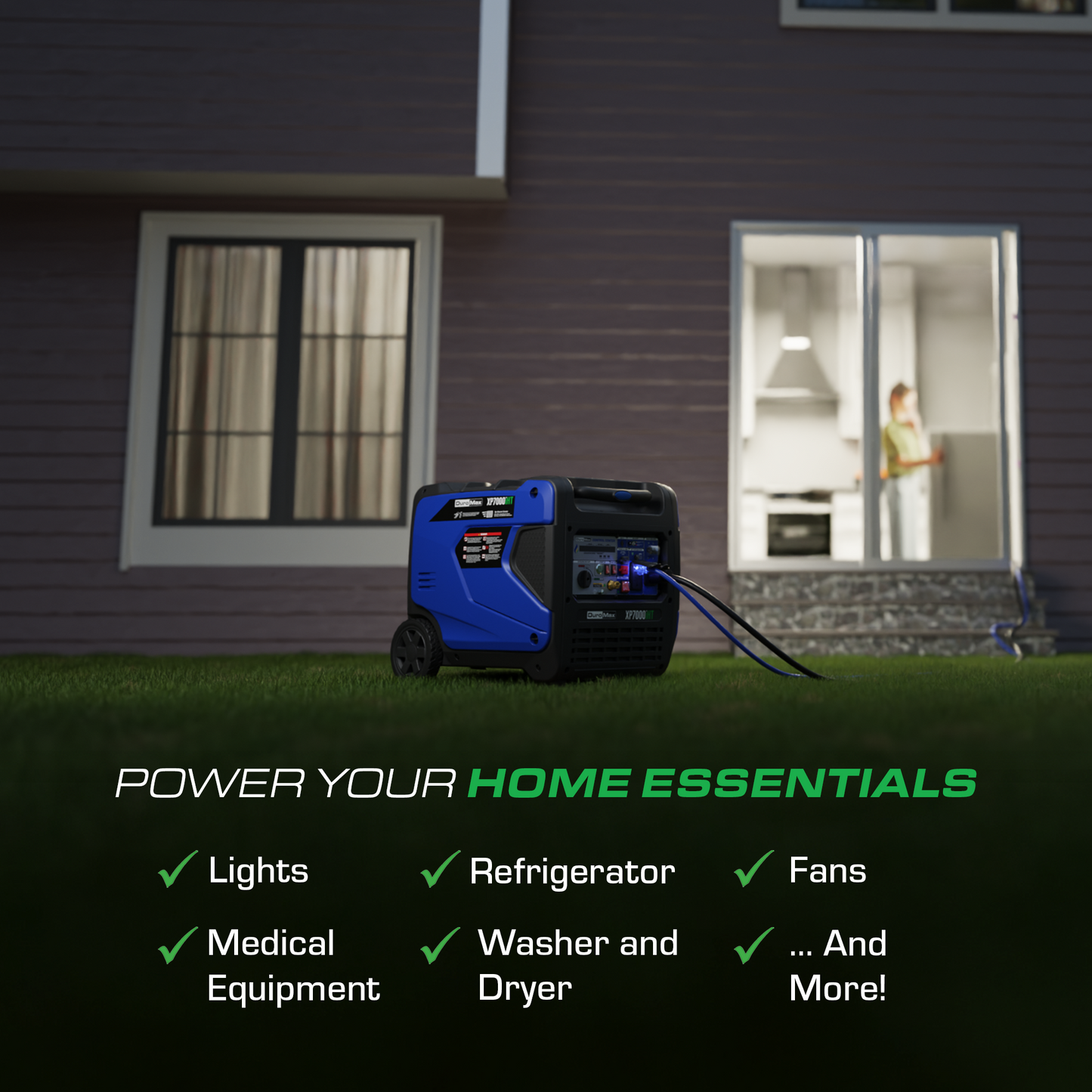 DuroMax 7,000 Watt Portable Tri Fuel Inverter Generator - Quiet, Low THD